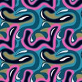 Seamles abstract urban colorful pattern with wave shapes